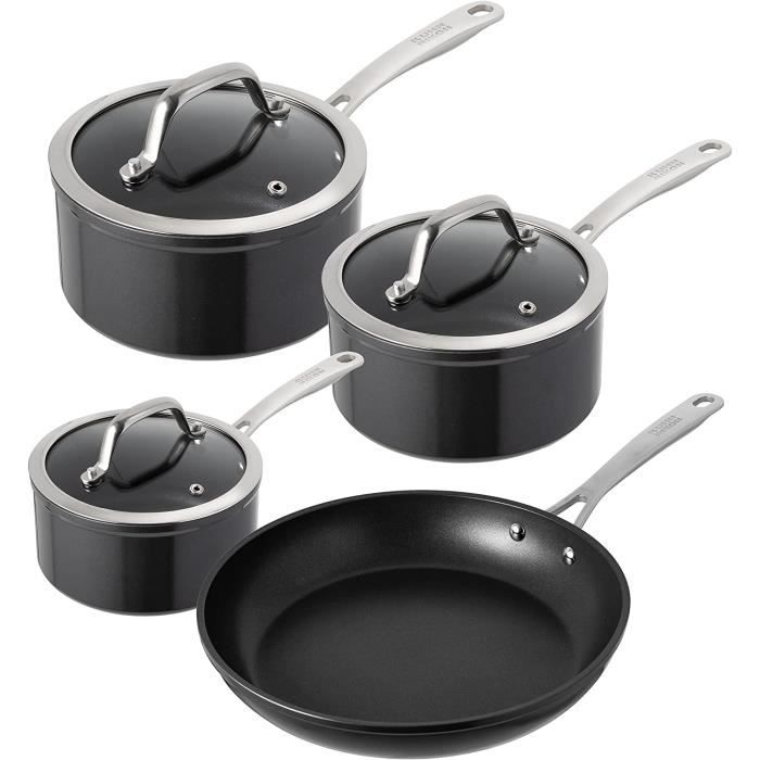 KUHN RIKON Easy Pro 4Piece Saucepan and Frying Pan Set, Aluminium