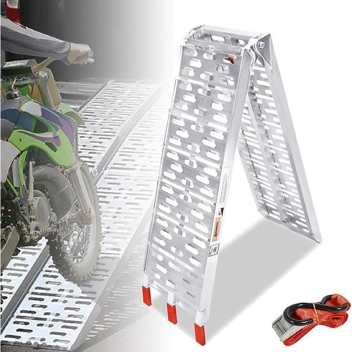 LARS360 Rampe de chargement pliable en aluminium antidérapant pour moto, ATV, quad - Charge maximale : 340 kg par pièce (1 pièce)