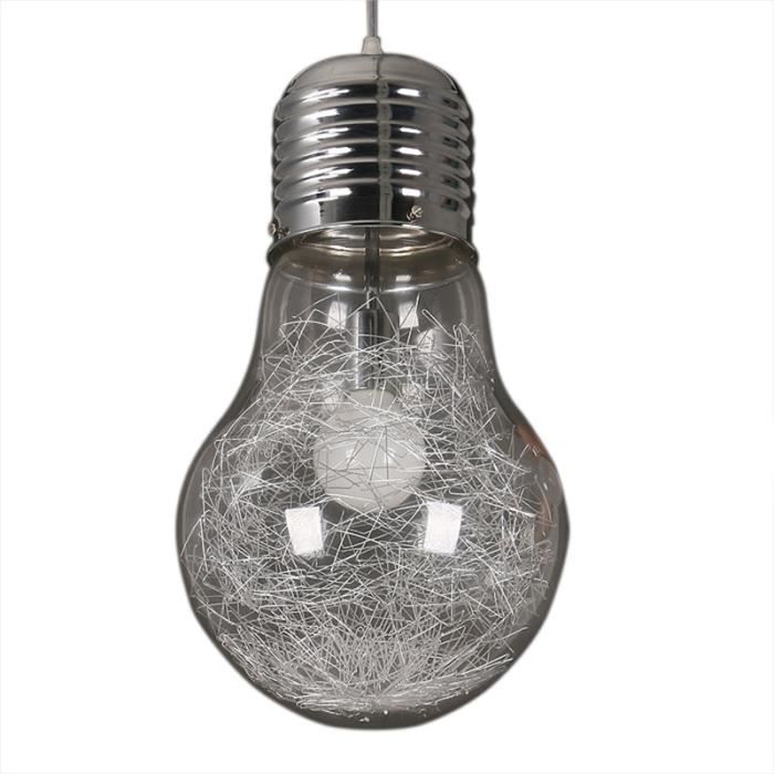 Lustre LED créatif grosse ampoule 15*25cm Moderne Lustre Argent