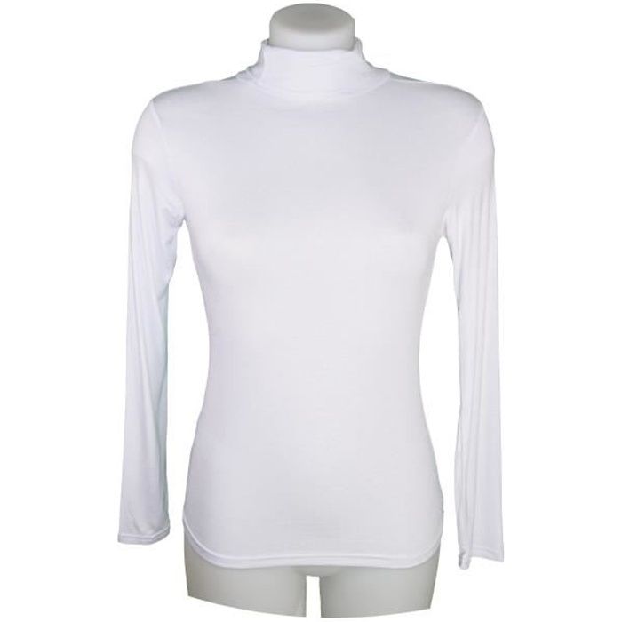 T-shirt, Sous pull manches longues,col roulé Blanc