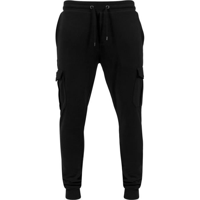 Pantalon de survêtement cargo - URBAN CLASSICS - Noir - Ceinture élastiquée - 2 poches avant - 2 poches cargo