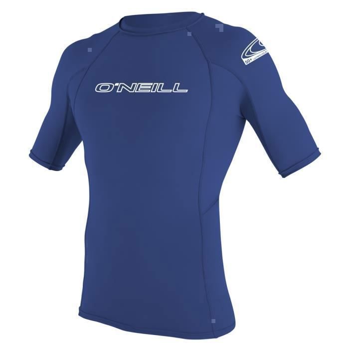 Gilet rash - Oneill Wetsuits - Basic Skins Crew S/s - Bleu - Protection UV 50+ - Manches courtes