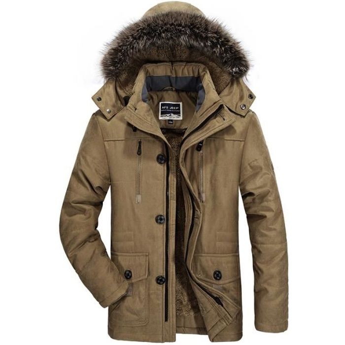 Parka hiver Homme Marque Luxe Doudoune Homme a capuche Manteau hommes Blouson Hommes Veste homme Mi longue Vetement Masculin Kaki Cdiscount Pret a Porter