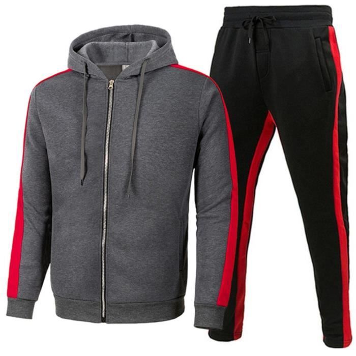 Pantalon de jogging pour homme - Couleur épaisse - Avec fermeture éclair -  Pantalon uni - Couleur décontractée