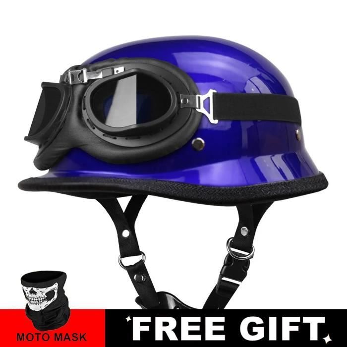 Casque Moto Demi-ouvert Enfant - Style Rétro - Visière Pare-Soleil - Taille Unique 48-52 Cm