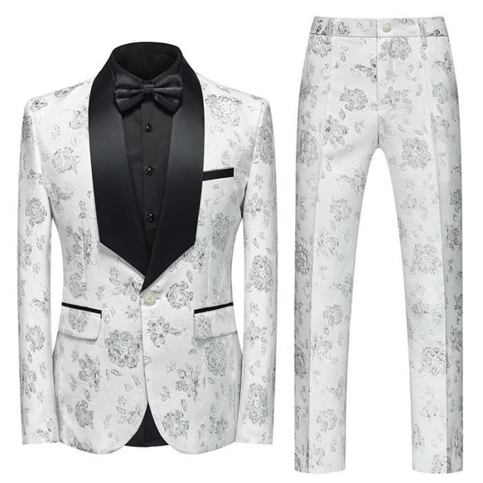 Costume 2 Pièces Homme Blanc - Veste Crantée Et Pantalon, Taille M, Polyester, Neuf Sans étiquettes