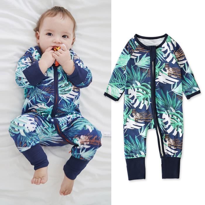 0 4 Ans Pyjama Bleu B b Gar on Grenouill re Zipp e Combinaison