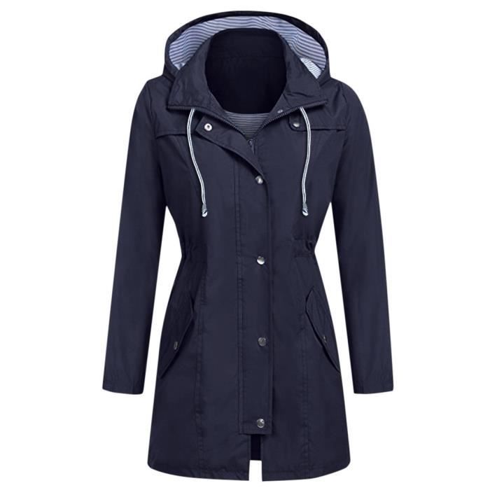 Manteau Imperméable Femme - Veste De Pluie Légère, Manches Longues, Coupe Fluide Avec Poches, Pour Randonnée, Voyage, Quotidien
