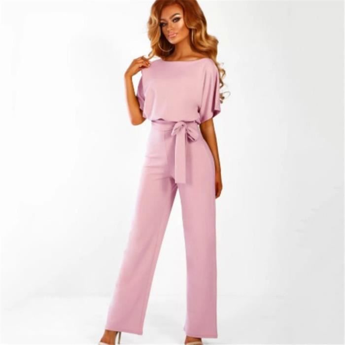 COMBISHORT FEMME - Combinaison camouflage pantalon large avec poche - rose YH™