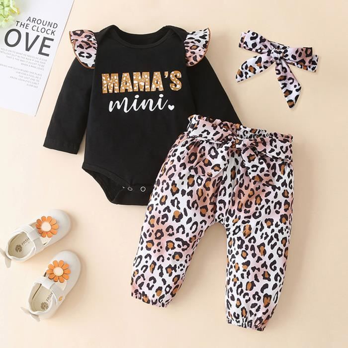 Ensemble body et pantalon léopard pour bébé fille