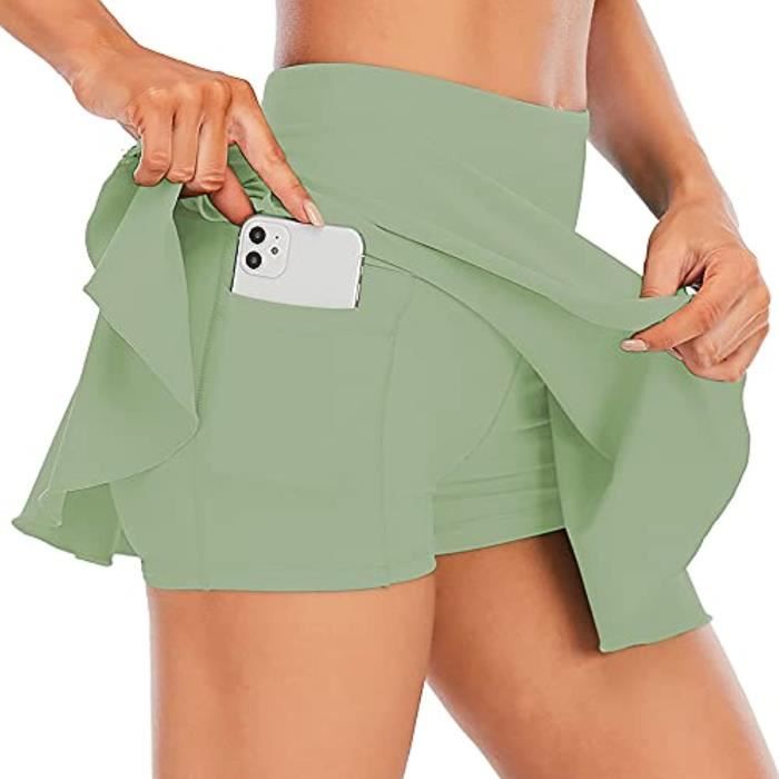 Jupe Sport 2-en-1 Fessceruna Pour Fille - Legging Avec Poches Et Jupe Extérieure, Taille Haute