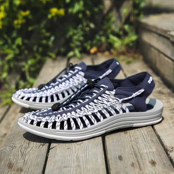 Sandales Homme Cuir Été - Sandales Peep Toe Magiques Antidérapantes Semelle Caoutchouc Confort Plage Et Loisir