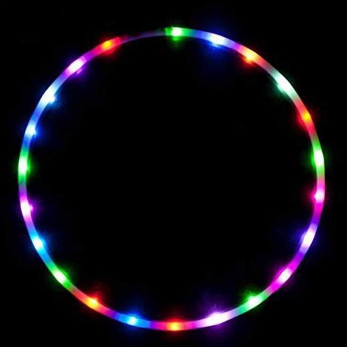 Cerceau LED Couleur Changeante 35,4 Pouces – 24 Lumières RVB, Pour Fitness, Danse, Spectacle, Débutants, Avec Piles AA