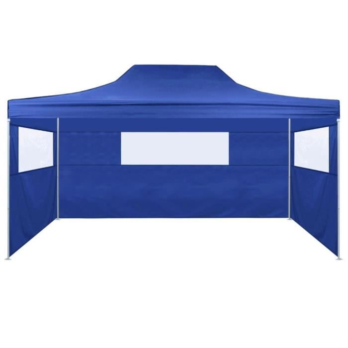 JILL®4682 Tente réception pliable professionnelle avec 3 parois 3x4 m Acier Bleu