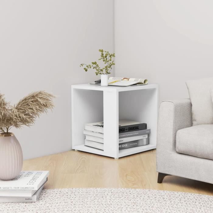 36331®NEUF Table dappoint CHICBout de CanapéTable Basse à Café Avec rétro design Blanc 33x33x345 cm Aggloméré FR Blanc