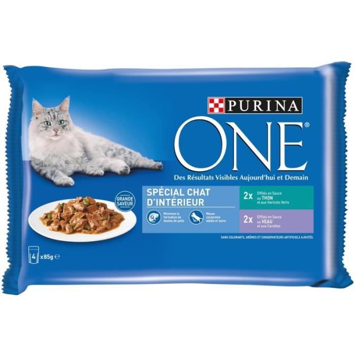 Comparer les prix de PURINA One - One Pochons Chats D'Intérieur Sachets Fraicheurs 340G - Lot De 4 - Offre Special