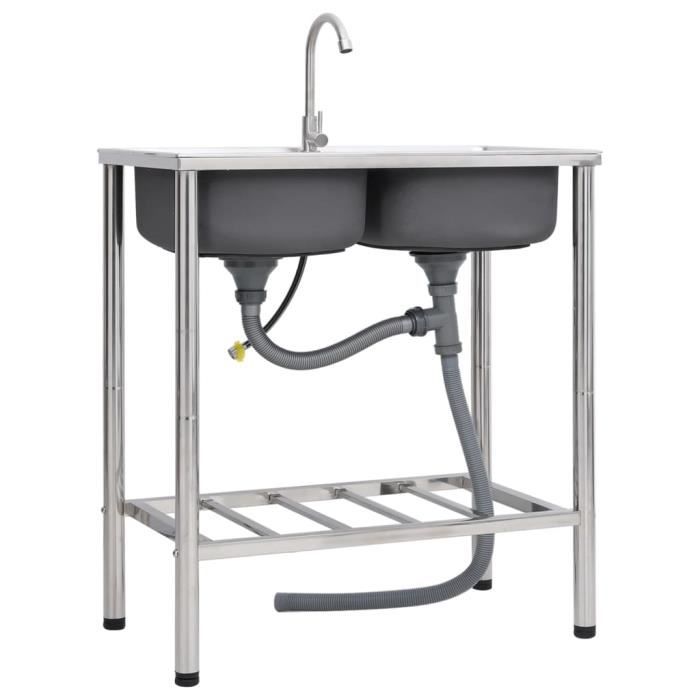 Lot De 2 Lavabos Pliables - Éviers Portables Camping, Caravane - Gris (5L)