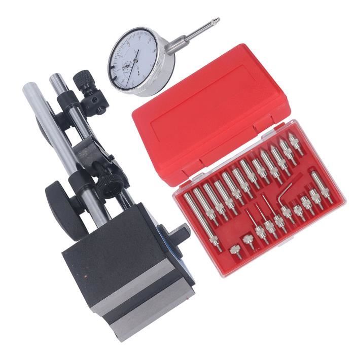 Comparateur à Cadran VEVOR - Précision 0.01 Mm, Plage 0-0.76 Mm - Base Magnétique Réglable, Poignée à Microbilles - Pour Contrôle Usinage, Faux-rond, Planéité