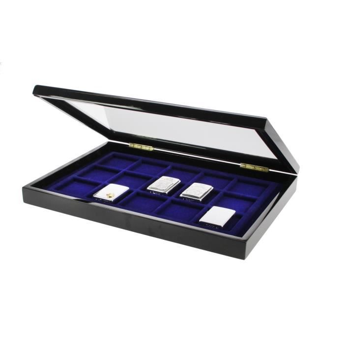 Vitrine Collection Briquets – 72 Emplacements – Bois Noir élégant – Fenêtre Acrylique – Dimensions 42x42x6,5 Cm – Pour Clipper Et Autres