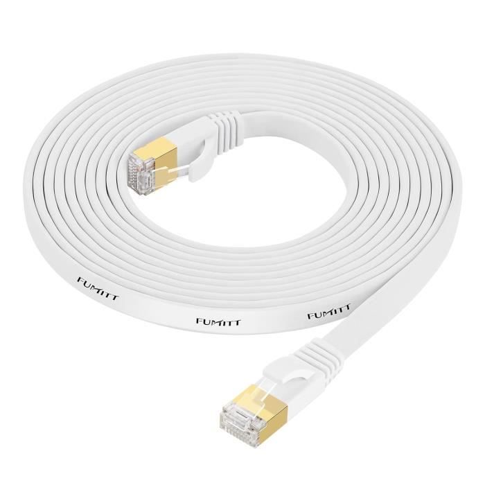 Câble Ethernet Plat Cat 8 30M Fumitt - Haute Vitesse 40Gbps, 2000MHz, Compatible RJ45 Pour Gaming, Box Internet - 9