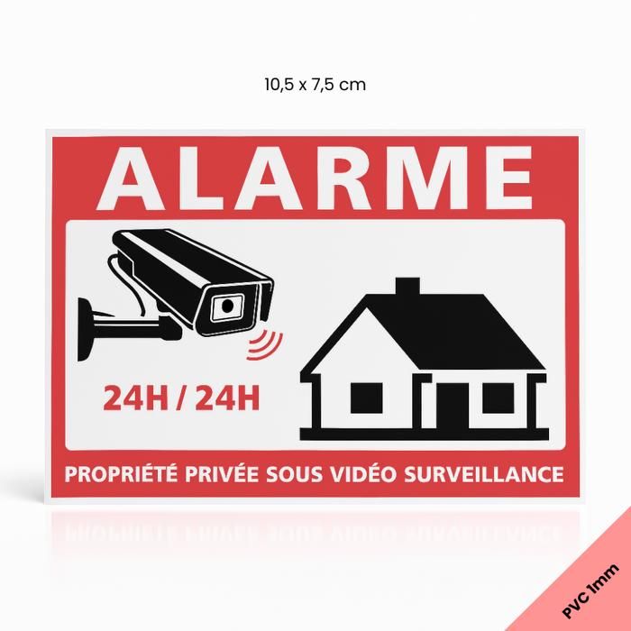 Panneau PROPRIÉTÉ PRIVÉE sous vidéo Surveillance 24h/24-150x105 mm, PVC