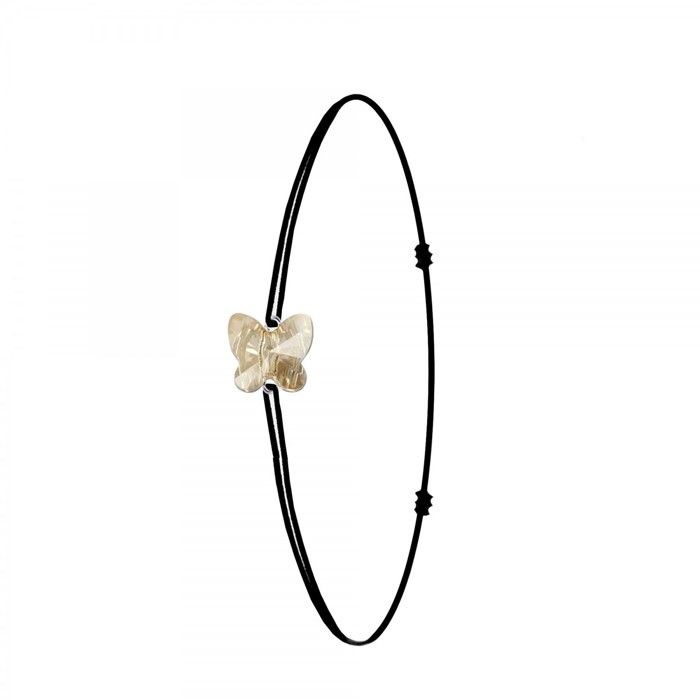 Bracelet - So Charm - Élastique Noir - Cristal de Swarovski - Golden Shadow - Ajustable