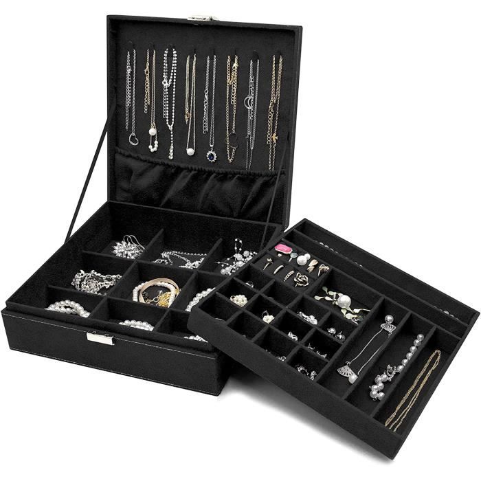 HQdeal Présentoir coffret boîte à montre 3 montres Noir coffret de