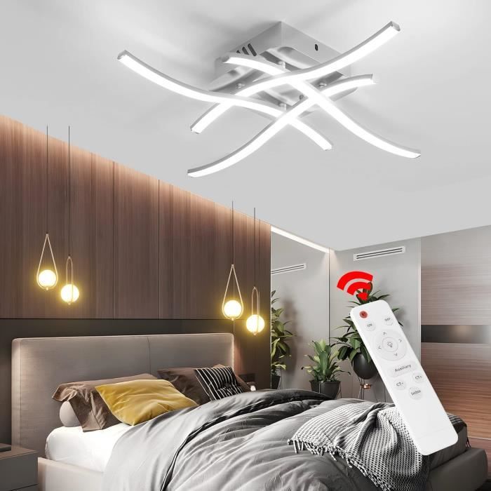 Plafonnier LED Dimmable 50W 60CM Lustre Salon Moderne Télécommande - 3000K-6000K 5 Pétales Design Luminaire Plafonnier