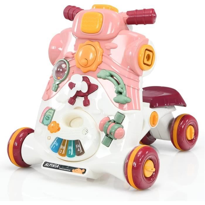 Trotteur Bébé 4 En 1 LIFEZEAL - Hauteur Réglable 3 Positions - Pliable - Avec Musique Et Lumières - Pour 6 à 18 Mois (12 Kg Max)