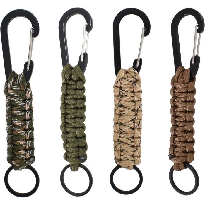 Lot De 4 Mousquetons Tressés PLABBDPL - Porte-clés Paracorde Pour Outdoor Et Camping