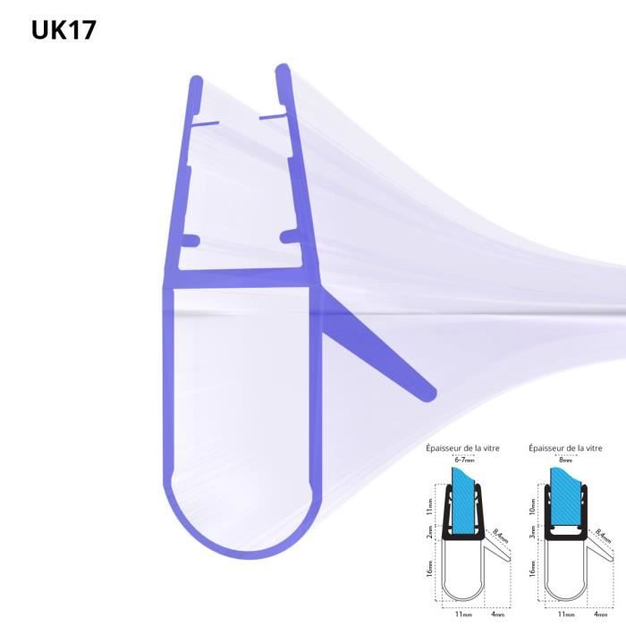 Joint De Douche Steigner UK08 - PVC Tout Droit - Épaisseur Verre 6/7/8 Mm - Neuf