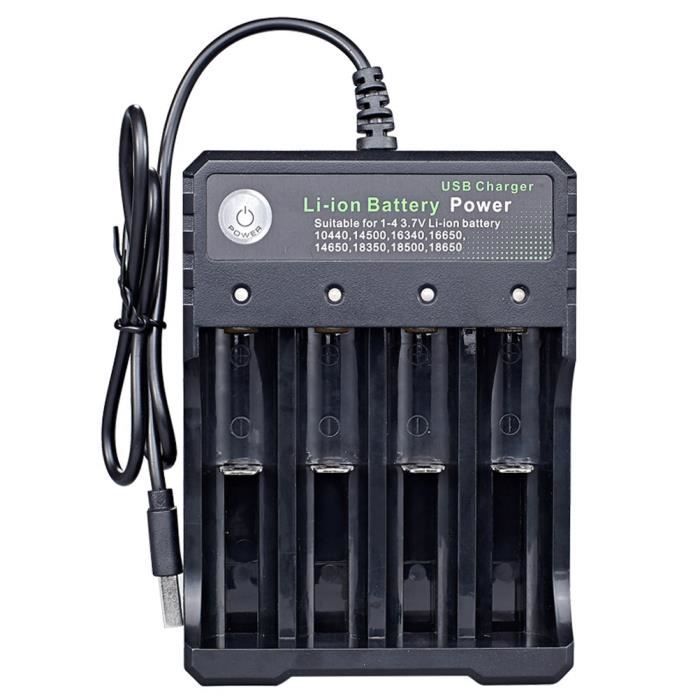 Chargeur de Piles de batterie Li-ion USB 18650 3.7V 4 baies Arrêt  automatique - Cdiscount Bricolage