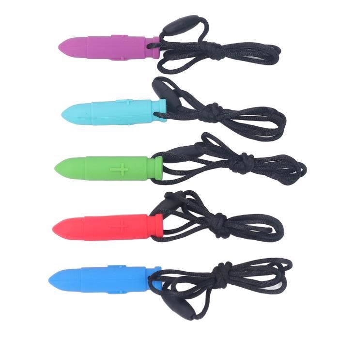 URHRHU Collier à Mâcher Silicone – 8 Pièces (6 Embouts Crayon + 2 Pendentifs) – TDAH Autisme
