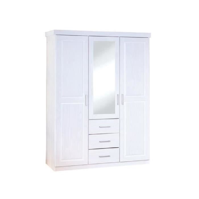 armoire géraldo 3 portes / 3 tiroirs blanc