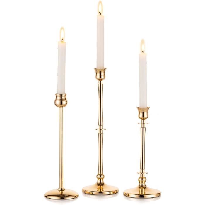 Ensemble 3 Bougeoirs En Verre Clair à Longue Tige - Décoration Élégante Pour Table Et Mariage