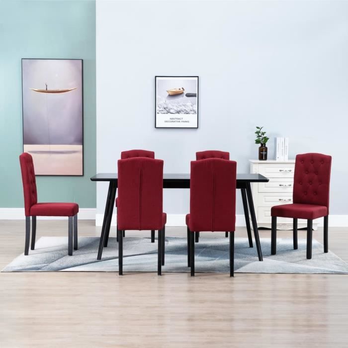 VidaXL Chaises de salle à manger 6 pcs Rouge bordeaux Tissu  Cdiscount