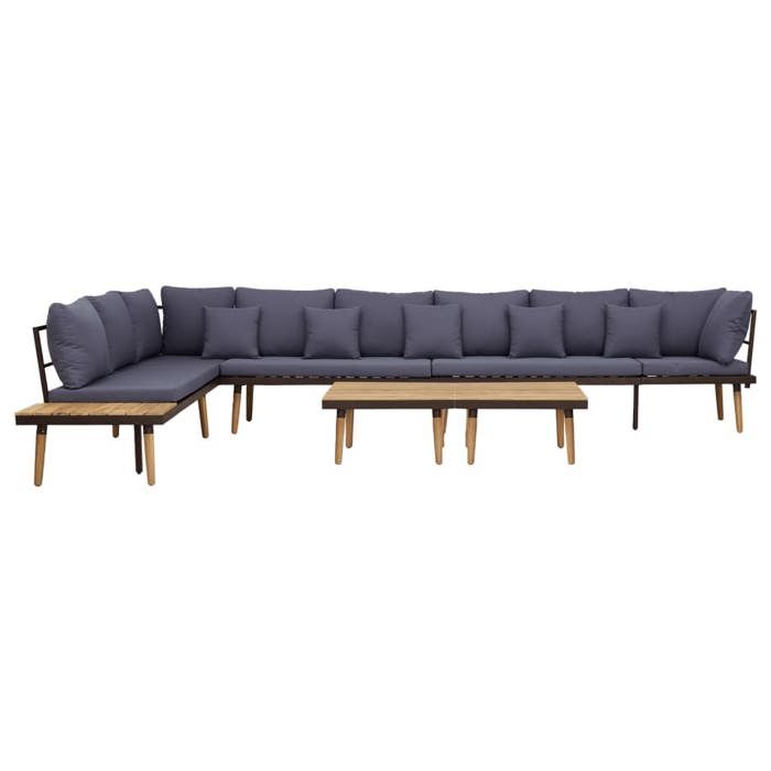 vidaXL Salon de jardin à 8 places avec coussins Bois d'acacia solide 46485