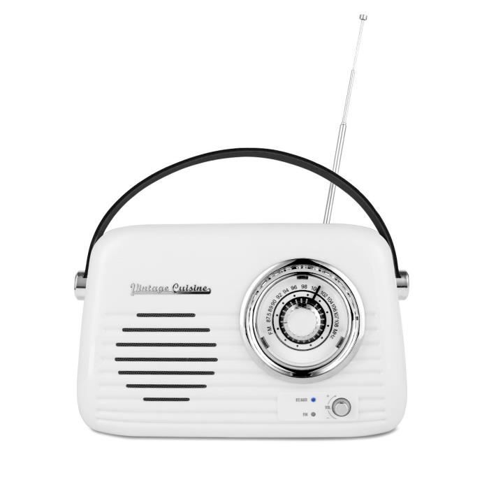 RADIO RÉTRO VINTAGE CUISINE AVEC HAUT-PARLEUR BLUETOOTH - BLANC