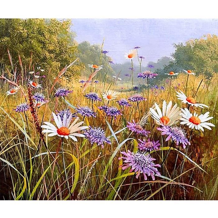 Kit de peinture par numéros pour le jardin de fleurs bleues