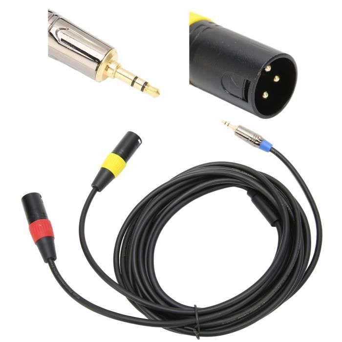 Câble Audio XLR Mâle Vers Jack 3,5 Mm - 2 Mètres - Pour Guitare, Micro, Enceintes - Connexion Mono Non équilibrée - Blindage Anti-interférences