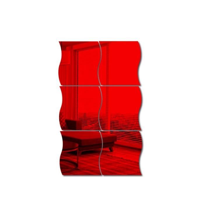 Autocollant Mural Miroir en 3 Autocollant PVC Vagues pour Chambre Salon Autocollant Mural Miroir en 3 Autocollant PVC Vagues pour Chambre Salon