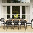 Ensemble table ASTI en bois d'acacia FSC 200 cm et 8 chaises de jardin coloris noir - Beige - 30-1