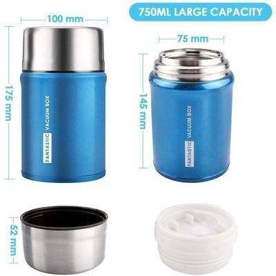 Gamelle Isotherme 1200 Ml En Acier Inox - Conservation Chaud/froid 12h, 2 Compartiments + Cuillère Pliante - école/bureau - 5