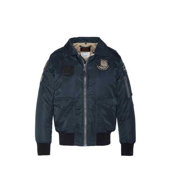 Blouson Aviateur Homme Ohara Schott Ref 47280 Marine Bleu