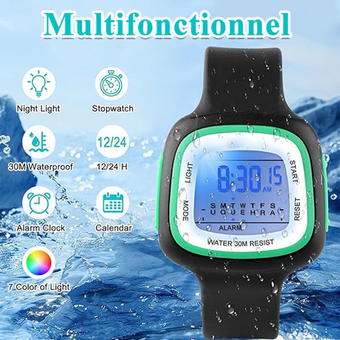 Montre Enfants 7 Couleurs Lumineuses - Analogique Quartz Étanche 3ATM, Sportive Pour Garçons Filles