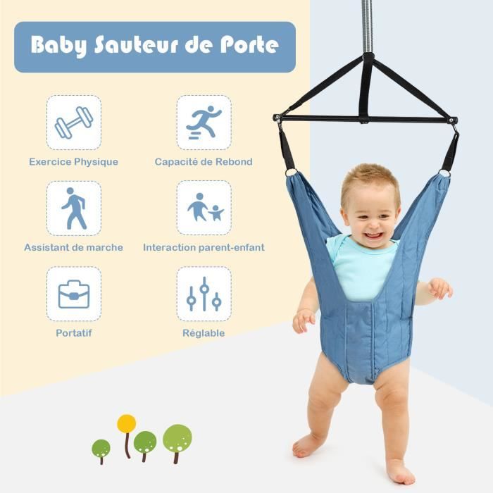 Balançoire bébé réglable accessoires inclus coton gris