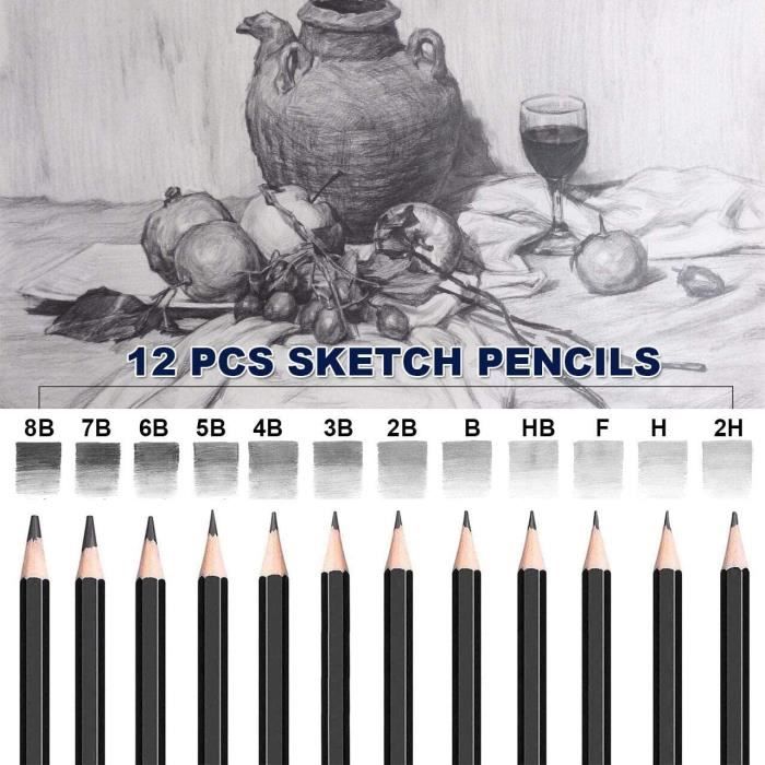 Crayons de Dessin Professionnels,JOTOL Crayon Dessin Professionnel Kit, Crayons Fusain, Outils et Gomme, Carnet à Dessin,Crayons Art Supplies Kit  Dessin pour Artistes, Ėtudiants, Débutants : : Fournitures de  bureau