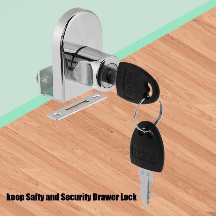 Serrure Pour Porte Vitrine Coulissante Avec Clés - Finition Chrome, Facile à Poser