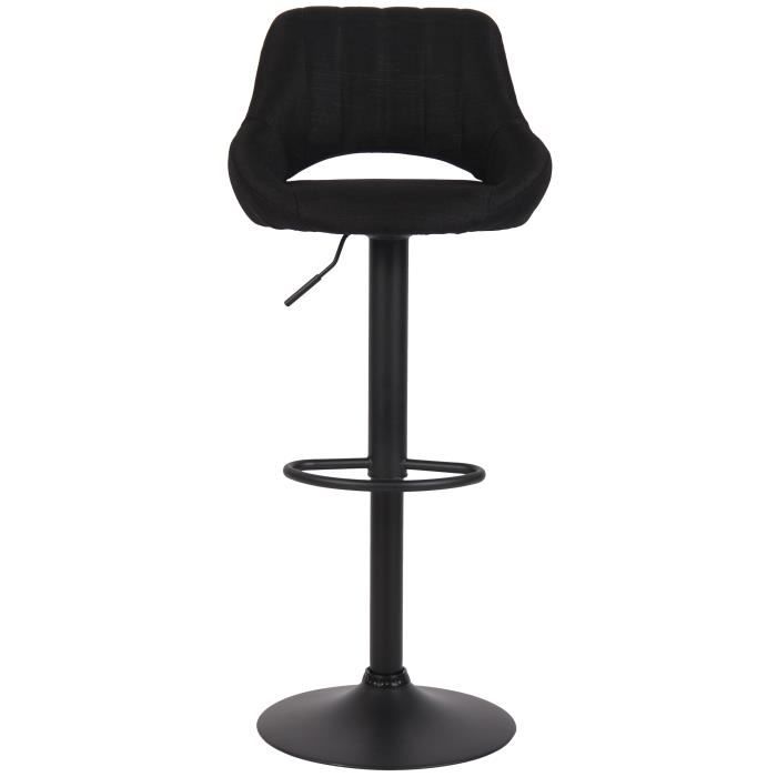 Tabouret De Bar CLP Lameng B78 – Tissu Et Métal Noir – Réglable Et Pivotant