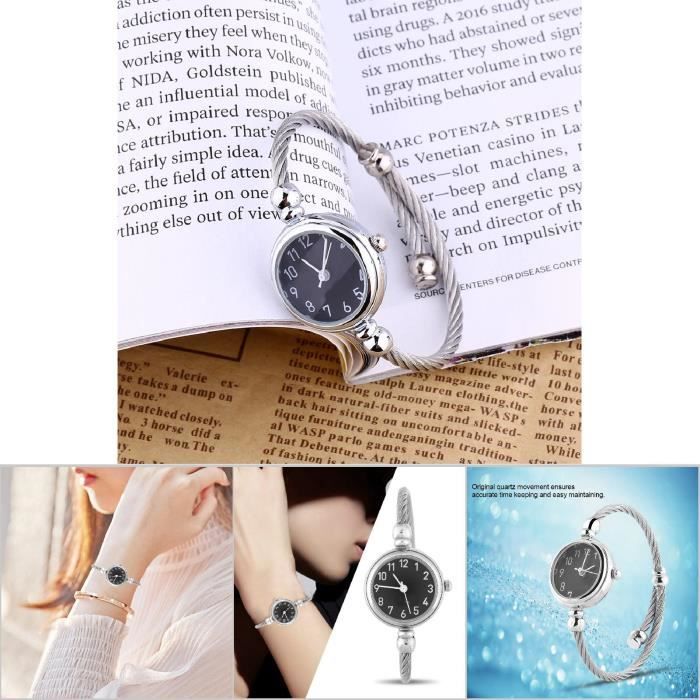 Montre Mousqueton Femme Fantaisie Fleur - Montre Porte-Clé Quartz Analogique Avec Clip Acier Inoxydable